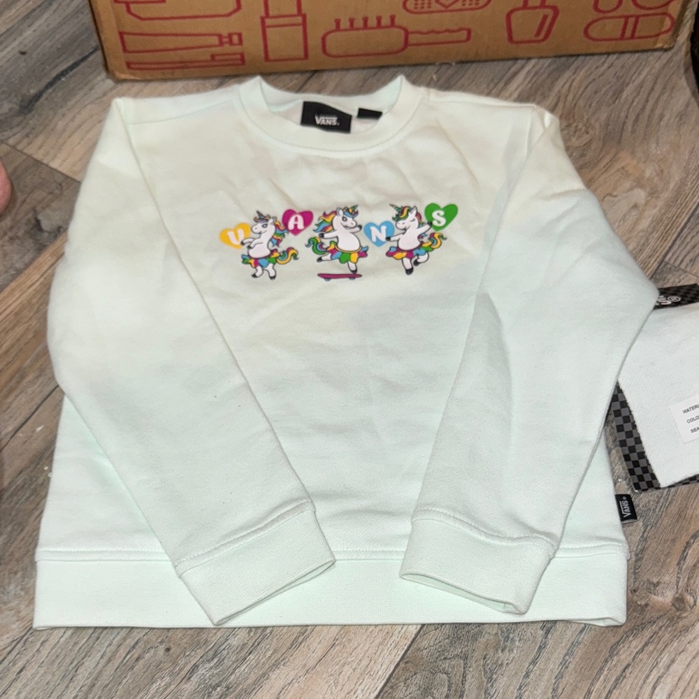 VANS Little Kids Chasse Unicorn Rainbow Crew Sweatshirt Sz 5/M